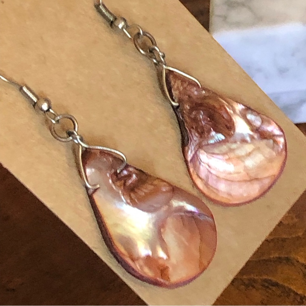 Hand Crafted Raindrop Shape Abalone Shell Earrings - image 3